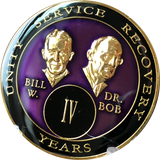 Founders AA Medallion Purple Bill & Bob Tri-Plate Sobriety Chip Year 1 - 50 - RecoveryChip