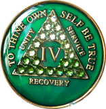Crystal AA Medallion Transition Green Tri-Plate Sobriety Chip Year 1 - 50 - RecoveryChip