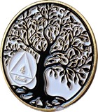 1 2 3 4 5 6 7 8 9 10 11 18 Month AA Medallion Tree Of Life Black White Serenity Prayer Coin