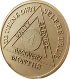 4 Month AA Medallion Large Heavy AA Bronze – 1½” Challenge Coin Size Sobriety Chip
