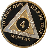 1 2 3 4 5 6 7 8 9 10 11 or 18 Month AA Medallion Classic Black Tri-Plate Sobriety Chip