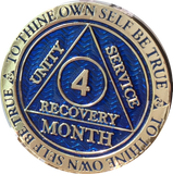 1 - 11 Month AA Medallion Reflex Blue Gold Plated Sobriety Chip Coin - RecoveryChip