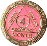 1 - 11 Month AA Medallion Reflex Pink Gold Plated Sobriety Chip Coin - RecoveryChip