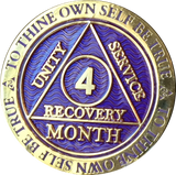 1 - 11 Month AA Medallion Reflex Purple Gold Plated Sobriety Chip Coin - RecoveryChip