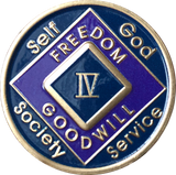 Offical NA Triplate Purple Blue & Black Color Narcotics Anonymous Medallion 18 Month Year 1 - 50 - RecoveryChip