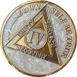 1 - 20 or 30 Year AA Medallion Opulent Pearl Silver Swirl Tri-Plate Sobriety Chip
