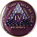 Crystal AA Medallion Transition Purple Tri-Plate Sobriety Chip Year 1 - 45 - RecoveryChip