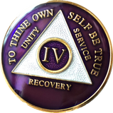 Purple Gold Tri-Plate AA Medallion 24 Hours 18 Month Year 1 - 45 Sobriety Chip - RecoveryChip