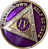 1 - 40 Year AA Medallion Metallic Purple Tri-Plate Sobriety Chip
