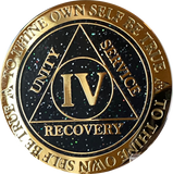 1 2 3 4 5 or 30 Year AA Medallion Reflex Milky Way Glitter Black Gold Plated Sobriety Chip