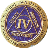 1 - 10 Year AA Medallion Reflex Purple Gold Plated Alcoholics Anonymous - RecoveryChip