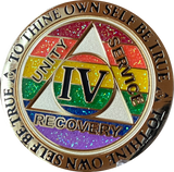 1 2 3 4 5 6 7 8 9 10 11 12 13 14 or 15 Year AA Medallion Reflex Rainbow Glitter Sobriety Chip