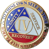 1 - 15 or 30 Year AA Medallion Reflex Red White & Blue Patriotic Gold Plated Sobriety Chip