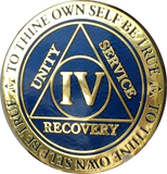 AA Medallion Reflex Blue Color Gold Plated Year 1 - 45 Sobriety Chip - RecoveryChip