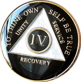 Black Gold Tri-Plate AA Medallion Year 1 - 50 Sobriety Chip White