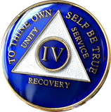 Metallic Blue Gold Tri-Plate AA Medallion 24 Hours 18 Month Year 1 - 45 Sobriety Chip - RecoveryChip