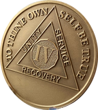 4 Year AA Medallion Large Heavy AA Proof-like Bronze – 1½” [Challenge Coin Size Sobriety Chip