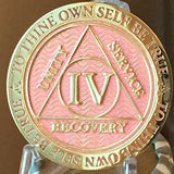 1 - 40 Year AA Medallion Reflex Pink Gold Plated Alcoholics Anonymous RecoveryChip Design - RecoveryChip