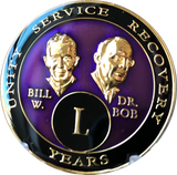 Founders AA Medallion Purple Bill & Bob Tri-Plate Sobriety Chip Year 1 - 50 - RecoveryChip