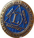 50 Year AA Medallion Reflex Blue Gold Plated Sobriety Chip