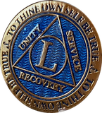 1 - 60 Year Reflex Blue AA Medallion Recoverychip Sobriety Chip