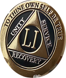 51 Year AA Medallion Elegant Black Gold & Silver Plated RecoveryChip Design