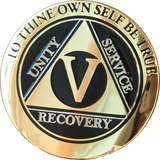 AA Medallion Elegant Black Gold & Silver Plated Years 1 - 45 Bi-Plate - RecoveryChip