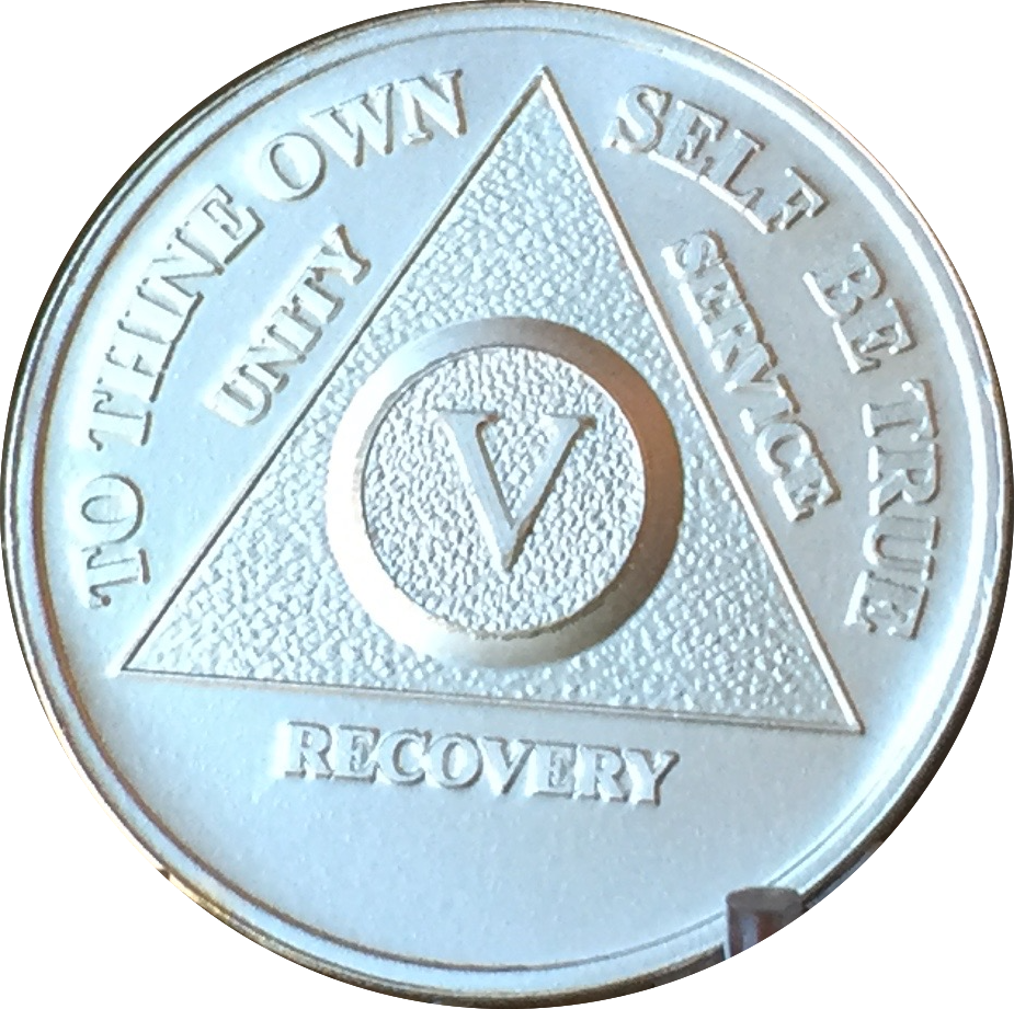 5 Year AA Medallion .999 Fine Silver Sobriety Chip RecoveryChip