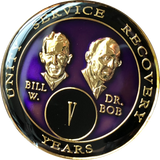 Founders AA Medallion Purple Bill & Bob Tri-Plate Sobriety Chip Year 1 - 50 - RecoveryChip