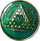 Crystal AA Medallion Transition Green Tri-Plate Sobriety Chip Year 1 - 50 - RecoveryChip