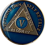 1 - 40 Year AA Medallion Midnight Blue Tri-Plate Sobriety Chip