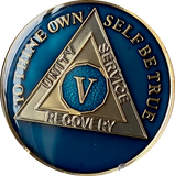 1 - 40 Year AA Medallion Midnight Blue Tri-Plate Sobriety Chip