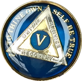 Midnight Blue AA Medallion Chip Tri-Plate Gold & Nickel Plated Year 1-15 Years BSP - RecoveryChip