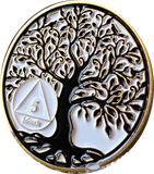 1 2 3 4 5 6 7 8 9 10 11 18 Month AA Medallion Tree Of Life Black White Serenity Prayer Coin