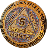 Funfetti Birthday Glitter AA Medallion Month 1 2 3 4 5 6 7 8 9 10 11 Sobriety Chip