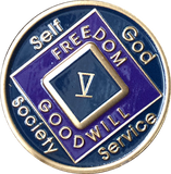 Offical NA Triplate Purple Blue & Black Color Narcotics Anonymous Medallion 18 Month Year 1 - 50 - RecoveryChip