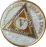 1 - 20 or 30 Year AA Medallion Opulent Pearl Silver Swirl Tri-Plate Sobriety Chip