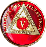 1 - 10 AA Medallion Mandarin Metallic Red Tri-Plate Sobriety Chip
