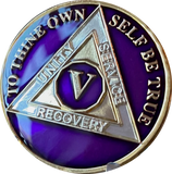 1 - 40 Year AA Medallion Metallic Purple Tri-Plate Sobriety Chip