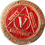 1 - 10 Year AA Medallion Reflex Red Gold Plated RecoveryChip Design
