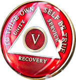 1 - 10 Year AA Medallion Reflex Red Gold Plated RecoveryChip Design