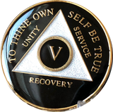 Black Gold Tri-Plate AA Medallion Year 1 - 50 Sobriety Chip White