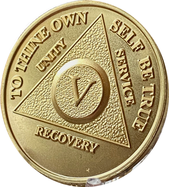 5 Year AA Medallion 24k Gold Plated Sobriety Chip