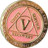 1 - 40 Year AA Medallion Reflex Pink Gold Plated Alcoholics Anonymous RecoveryChip Design - RecoveryChip