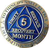 1 - 11 Month AA Medallion Reflex Blue Gold Plated Sobriety Chip Coin - RecoveryChip