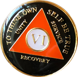 Black Orange Gold Tri-Plate AA Medallion 24 Hours 18 Month Year 1 - 40 Sobriety Chip - RecoveryChip