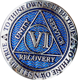 1 - 40 Year Dusty Blue Gold Plated AA Medallion Reflex Design - RecoveryChip