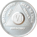 6 Year AA Medallion .999 Fine Silver Sobriety Chip