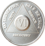 6 Year AA Medallion .999 Fine Silver Sobriety Chip