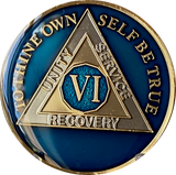 1 - 40 Year AA Medallion Midnight Blue Tri-Plate Sobriety Chip
